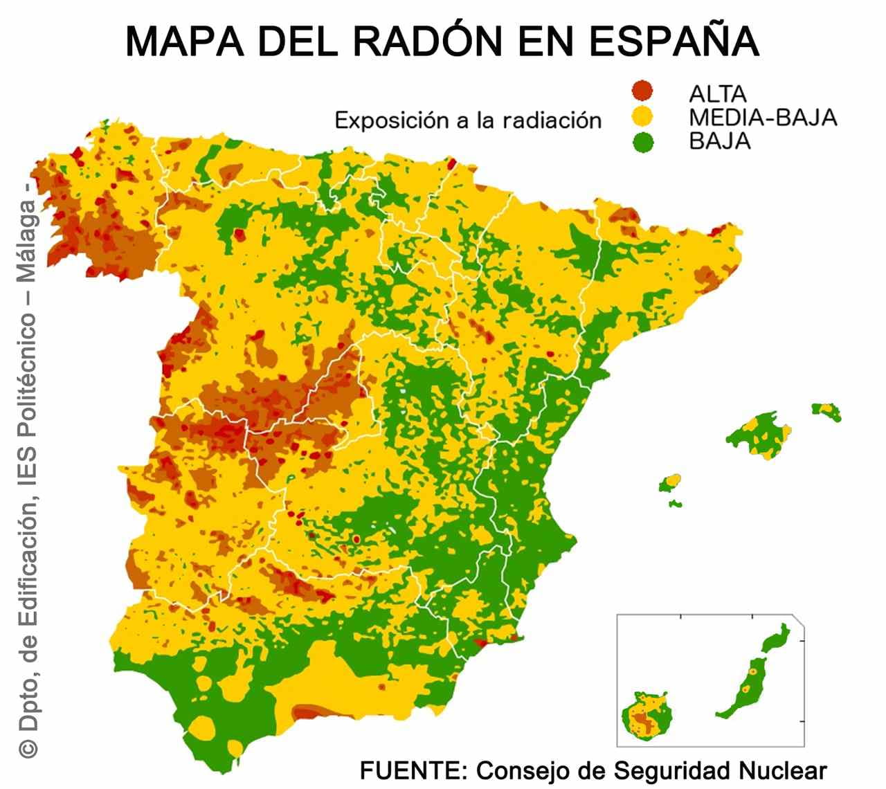 Mapa del radón en España